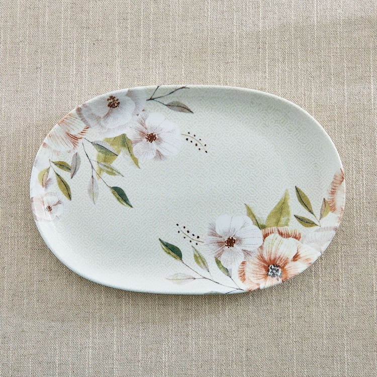 Elva Set of 2 Porcelain Floral Print Dip Bowls with Platter - 120ml