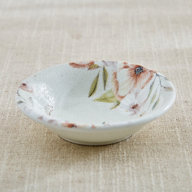 Elva Set of 2 Porcelain Floral Print Dip Bowls with Platter - 120ml