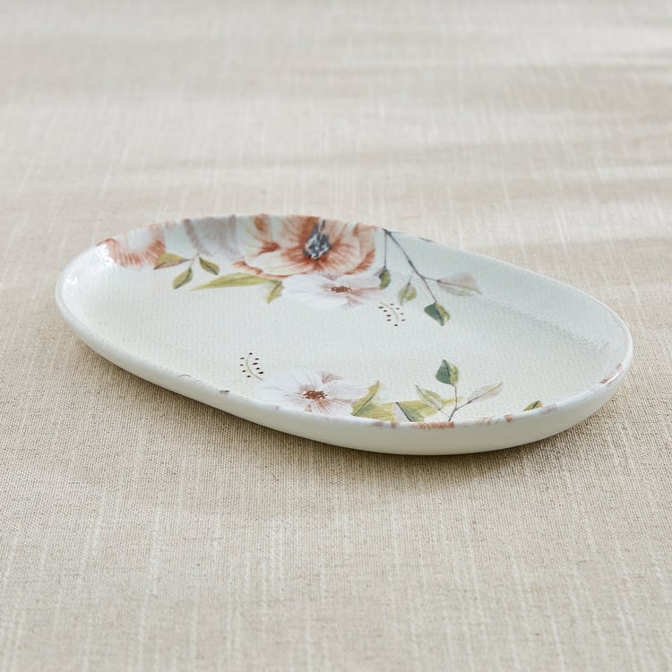 Elva Set of 2 Porcelain Floral Print Dip Bowls with Platter - 120ml