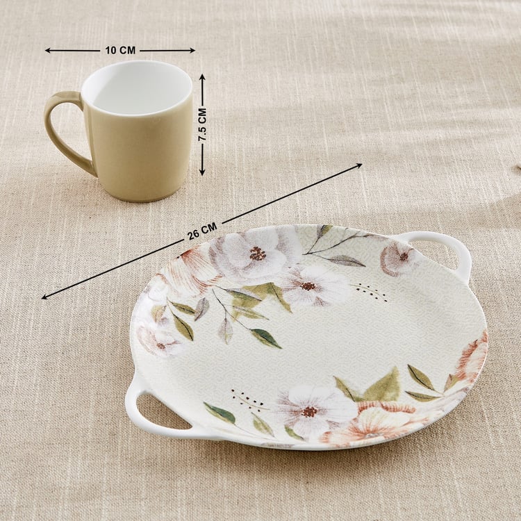 Elva Set of 4 Porcelain Coffee Mugs with Platter - 240ml