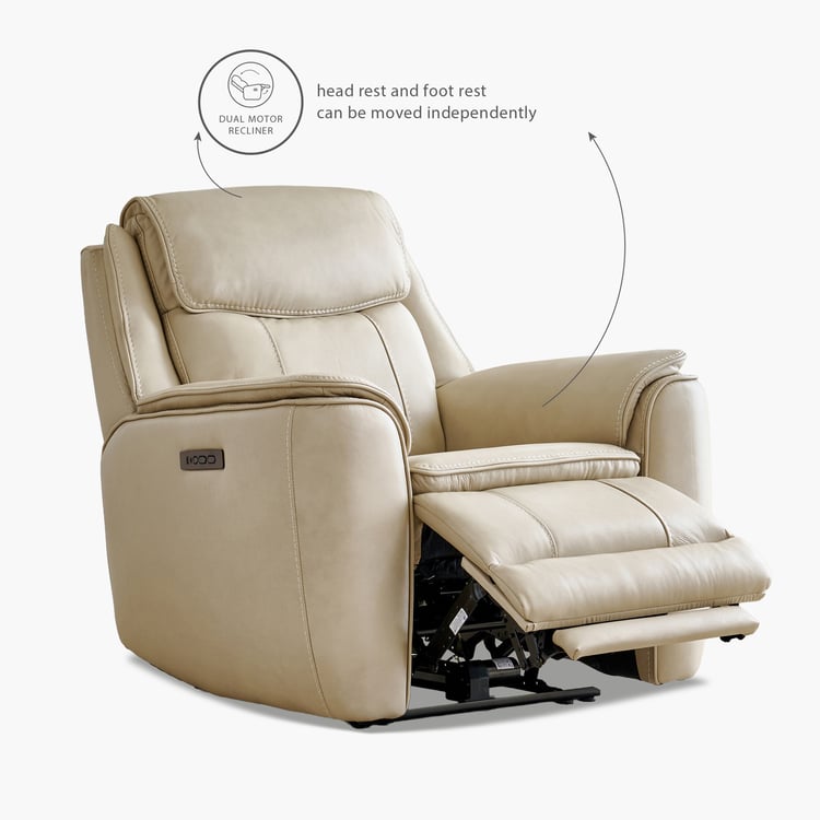 Potsdam Half Leather 1-Seater Zero Gravity Electric Recliner - Ivory