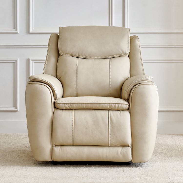 Potsdam Half Leather 1-Seater Zero Gravity Electric Recliner - Ivory