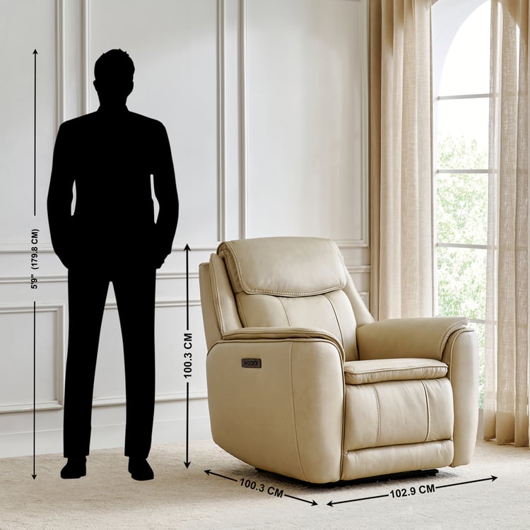 Potsdam Half Leather 1-Seater Zero Gravity Electric Recliner - Ivory