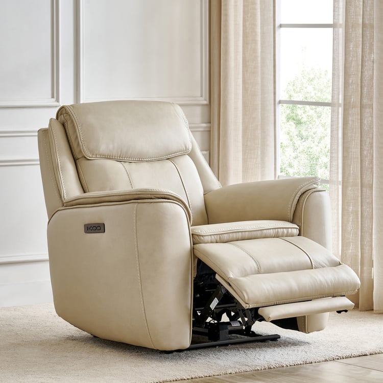 Potsdam Half Leather 1-Seater Zero Gravity Electric Recliner - Ivory