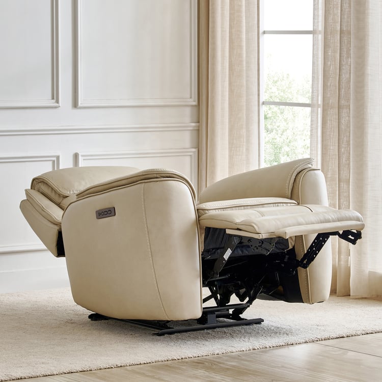 Potsdam Half Leather 1-Seater Zero Gravity Electric Recliner - Ivory