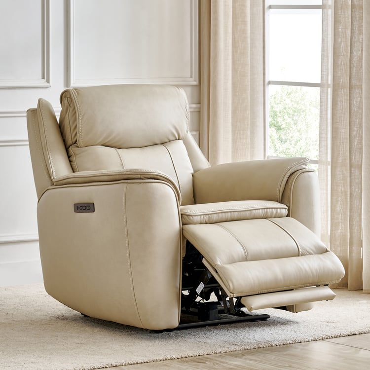 Potsdam Half Leather 1-Seater Zero Gravity Electric Recliner - Ivory