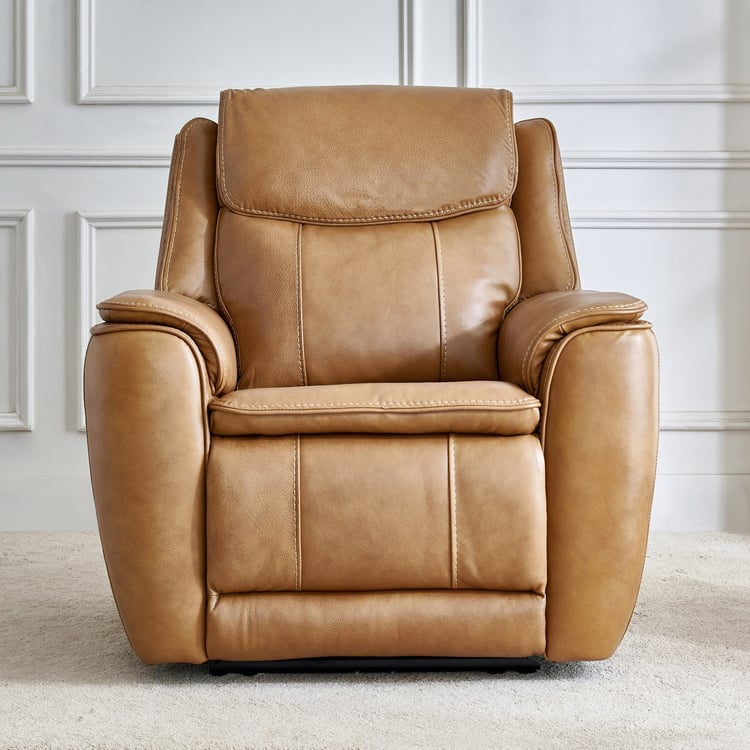 Potsdam Half Leather 1-Seater Zero Gravity Electric Recliner - Tan
