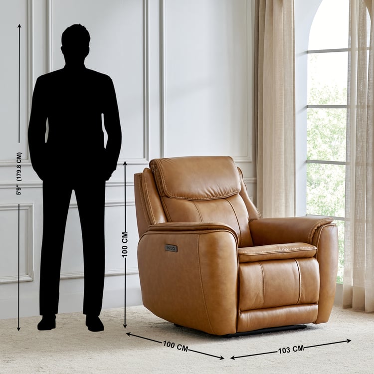 Potsdam Half Leather 1-Seater Zero Gravity Electric Recliner - Tan