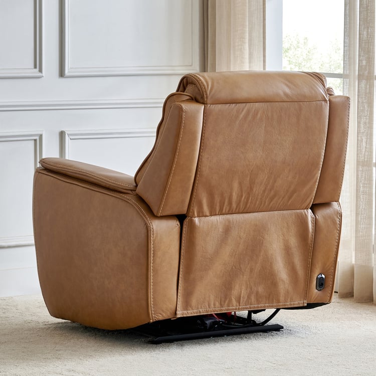 Potsdam Half Leather 1-Seater Zero Gravity Electric Recliner - Tan