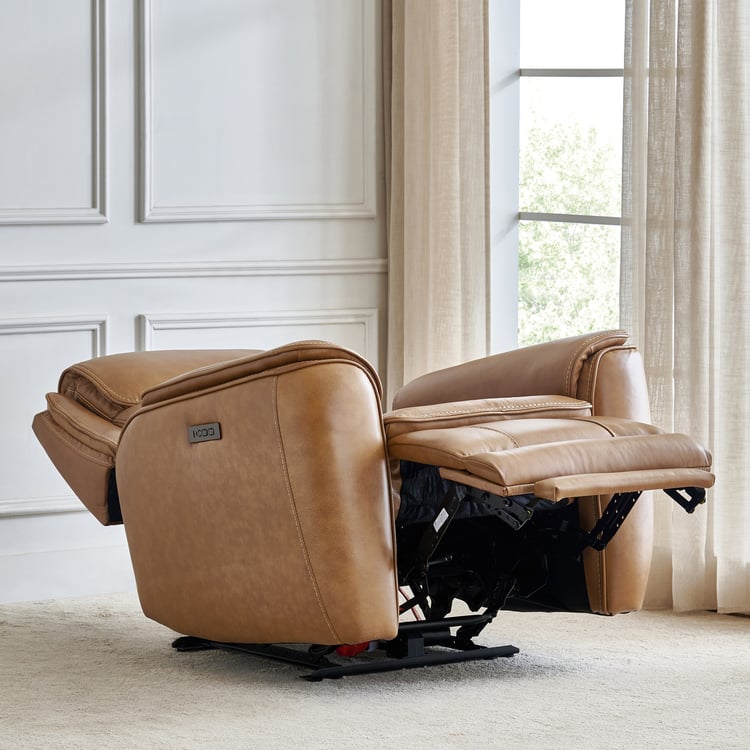 Potsdam Half Leather 1-Seater Zero Gravity Electric Recliner - Tan