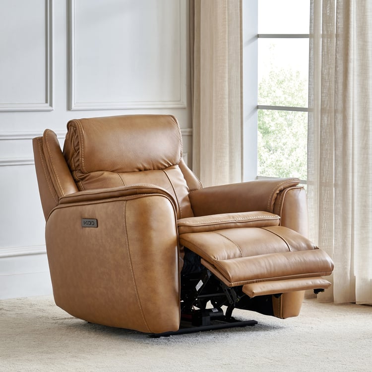 Potsdam Half Leather 1-Seater Zero Gravity Electric Recliner - Tan