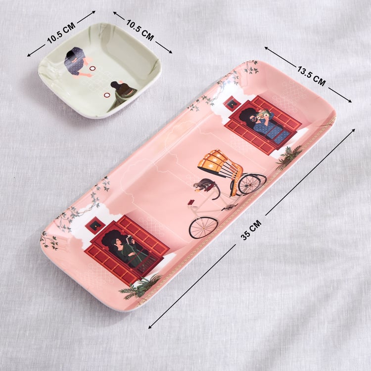 Jalsa 3Pcs Melamine Printed Chip and Dip Platters