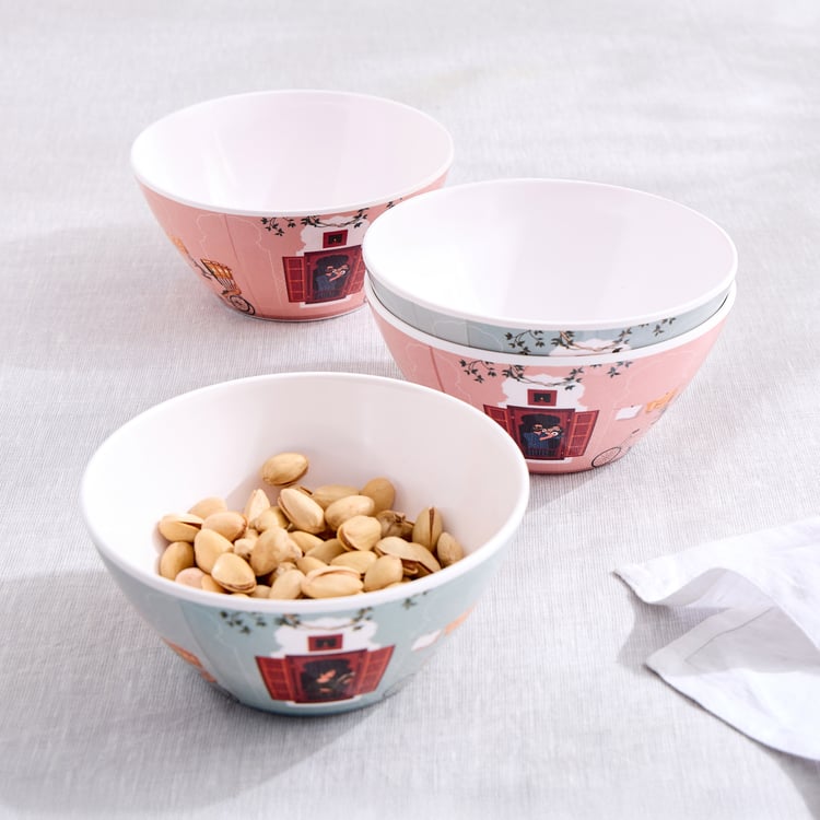 Jalsa Set of 4 Melamine Printed Serving Bowls - 820ml