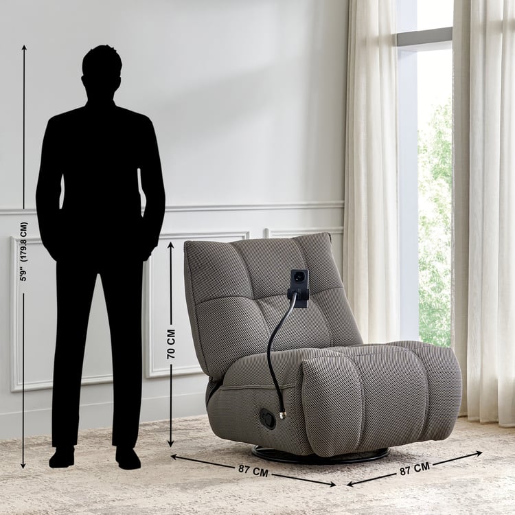 Zeek Fabric 1-Seater Recliner with Mobile Holder - Grey