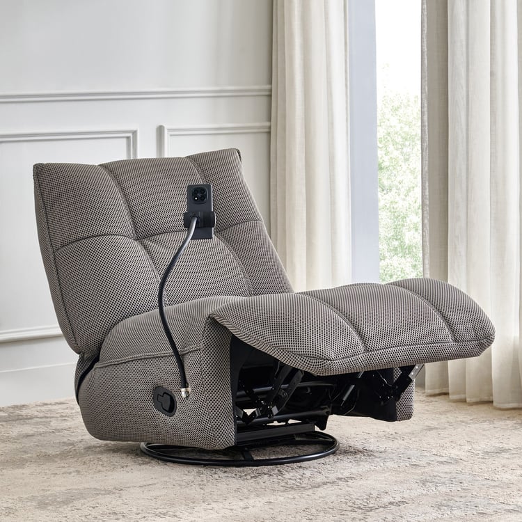Zeek Fabric 1-Seater Recliner with Mobile Holder - Grey