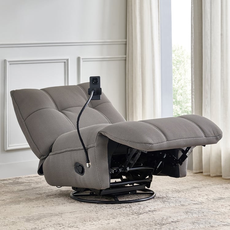 Zeek Fabric 1-Seater Recliner with Mobile Holder - Grey