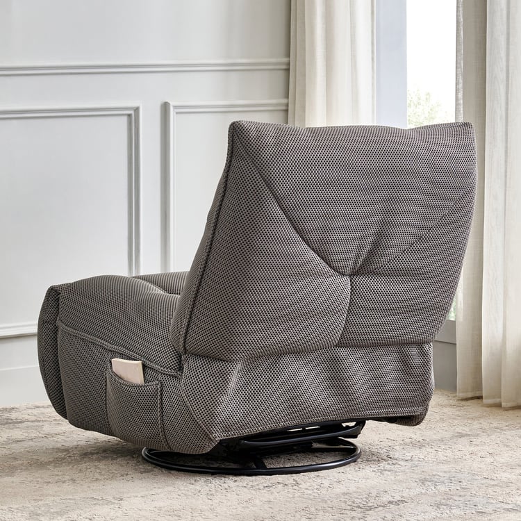 Zeek Fabric 1-Seater Recliner with Mobile Holder - Grey