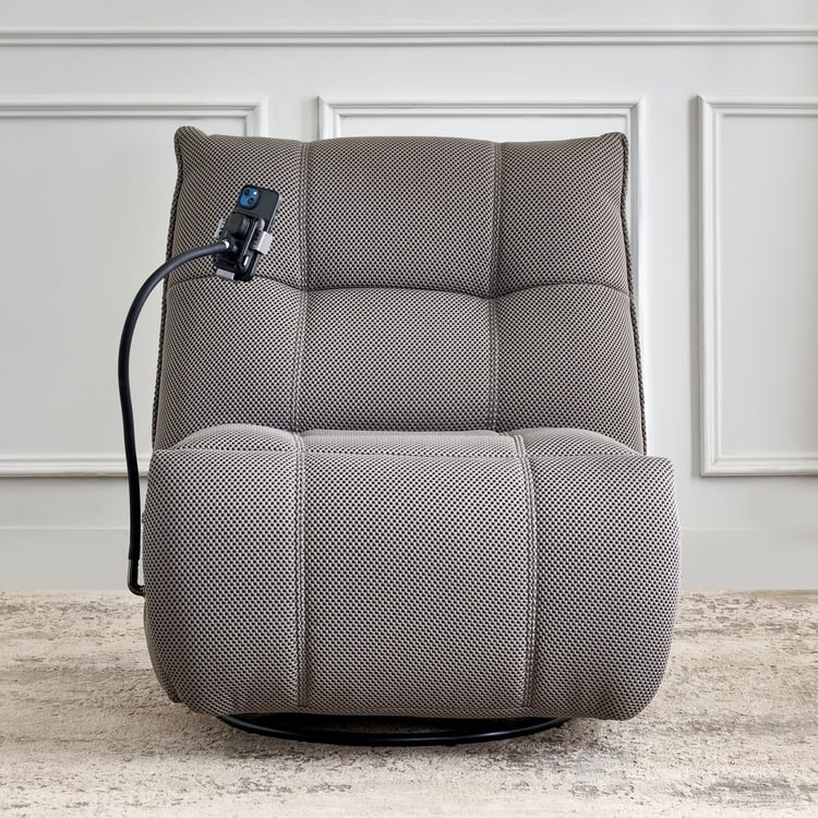 Zeek Fabric 1-Seater Electric Recliner with Mobile Holder - Grey