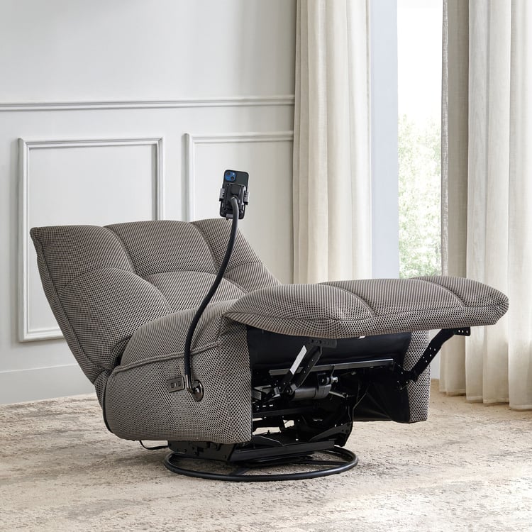 Zeek Fabric 1-Seater Electric Recliner with Mobile Holder - Grey
