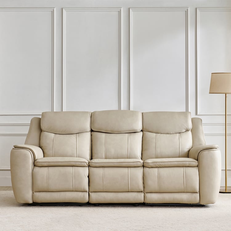 Potsdam Half Leather 3-Seater Zero Gravity Electric Recliner - Ivory