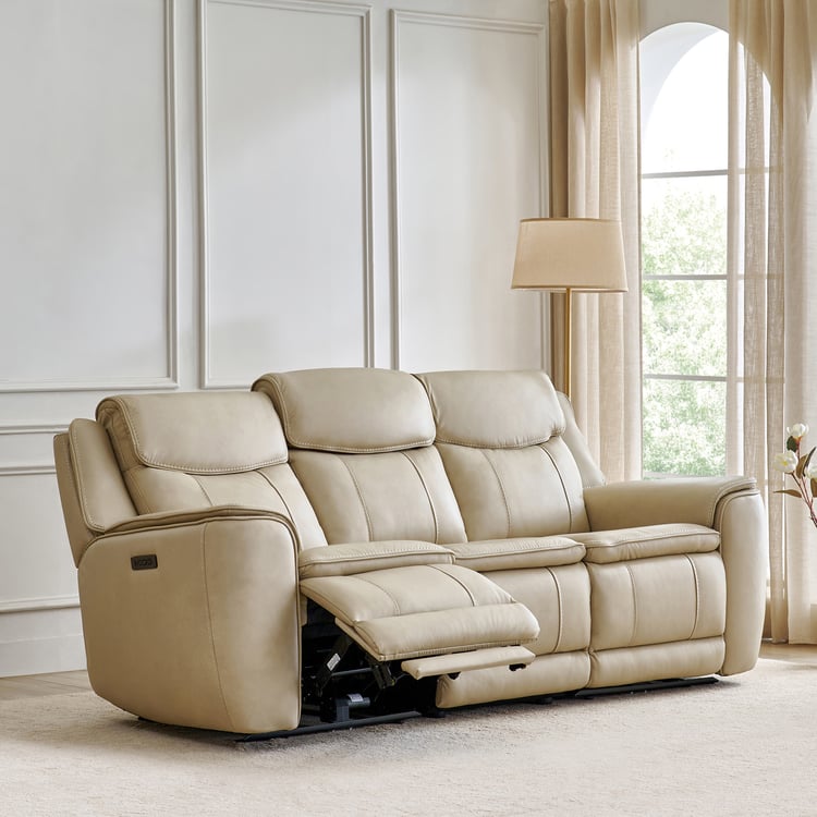 Potsdam Half Leather 3-Seater Zero Gravity Electric Recliner - Ivory