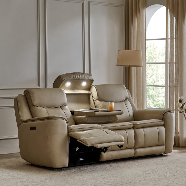 Potsdam Half Leather 3-Seater Zero Gravity Electric Recliner - Ivory