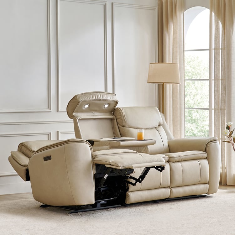 Potsdam Half Leather 3-Seater Zero Gravity Electric Recliner - Ivory