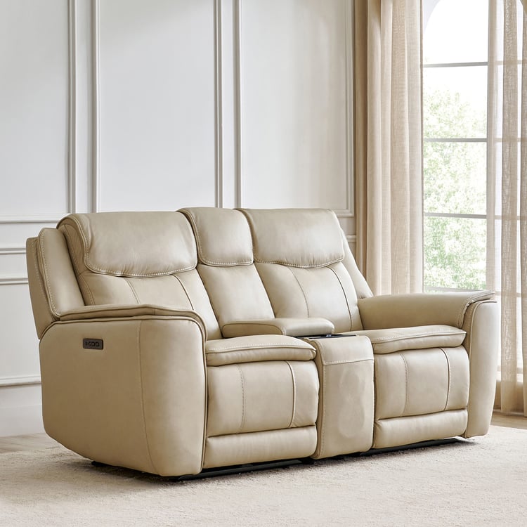 Potsdam Half Leather 2-Seater Zero Gravity Electric Recliner - Ivory