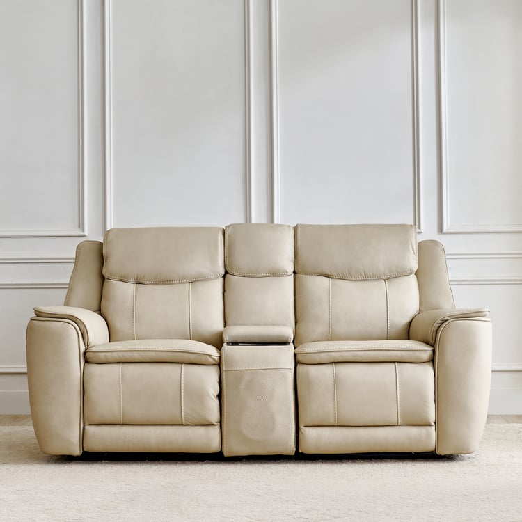 Potsdam Half Leather 2-Seater Zero Gravity Electric Recliner - Ivory