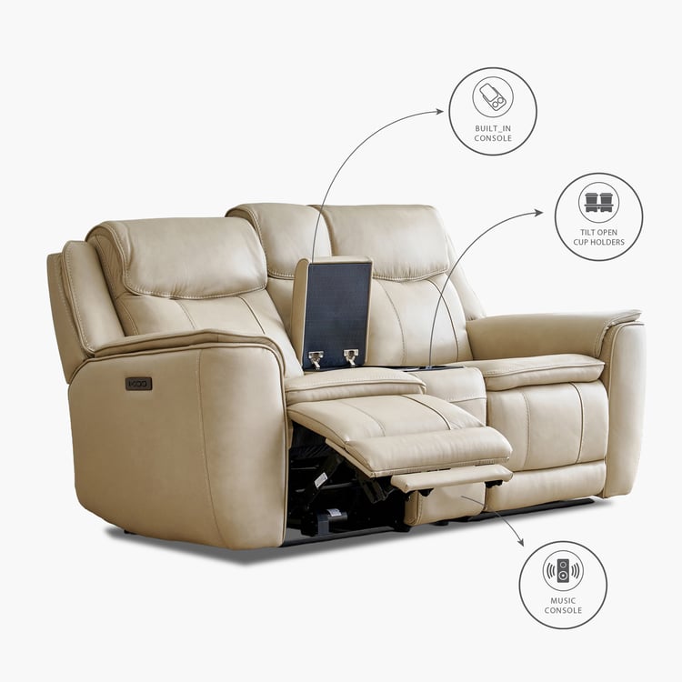 Potsdam Half Leather 2-Seater Zero Gravity Electric Recliner - Ivory