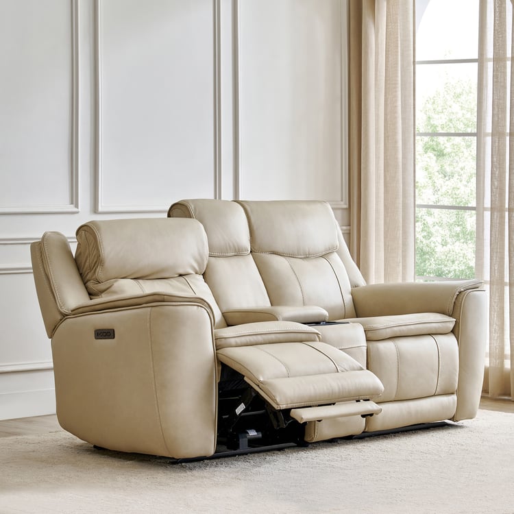 Potsdam Half Leather 2-Seater Zero Gravity Electric Recliner - Ivory