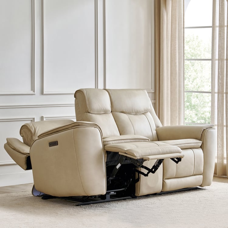 Potsdam Half Leather 2-Seater Zero Gravity Electric Recliner - Ivory