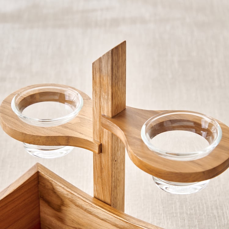 Haze Dietes 3Pcs Teak Wood Chip and Dip Set