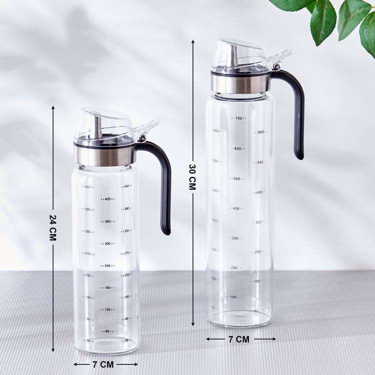 Stack Nouie Set of 2 Borosilicate Glass Oil Dispenser with Handle
