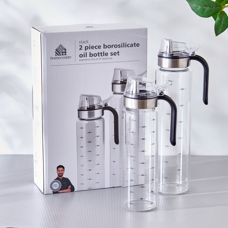 Stack Nouie Set of 2 Borosilicate Glass Oil Dispenser with Handle