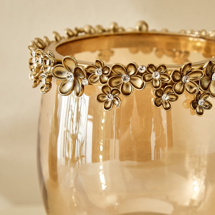 Fables Hana Set of 2 Glass Floral Votive Candle Holder