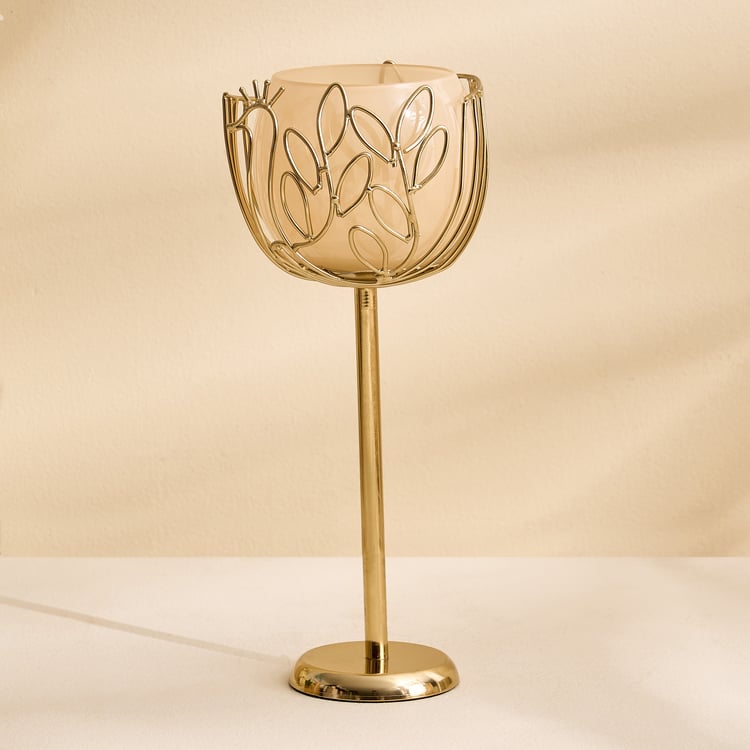 Mayur Poe Set of 2 Metal Peacock Pedestal T-Light Holders