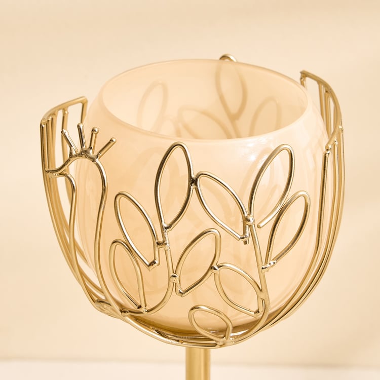 Mayur Poe Set of 2 Metal Peacock Pedestal T-Light Holders