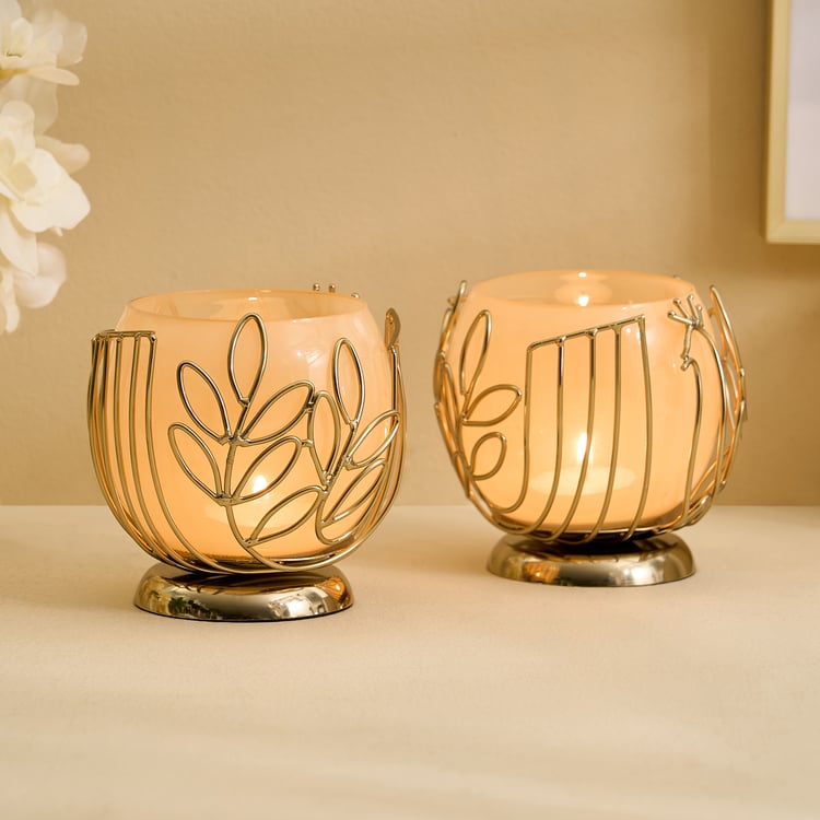 Mayur Poe Set of 2 Glass T-Light Holders