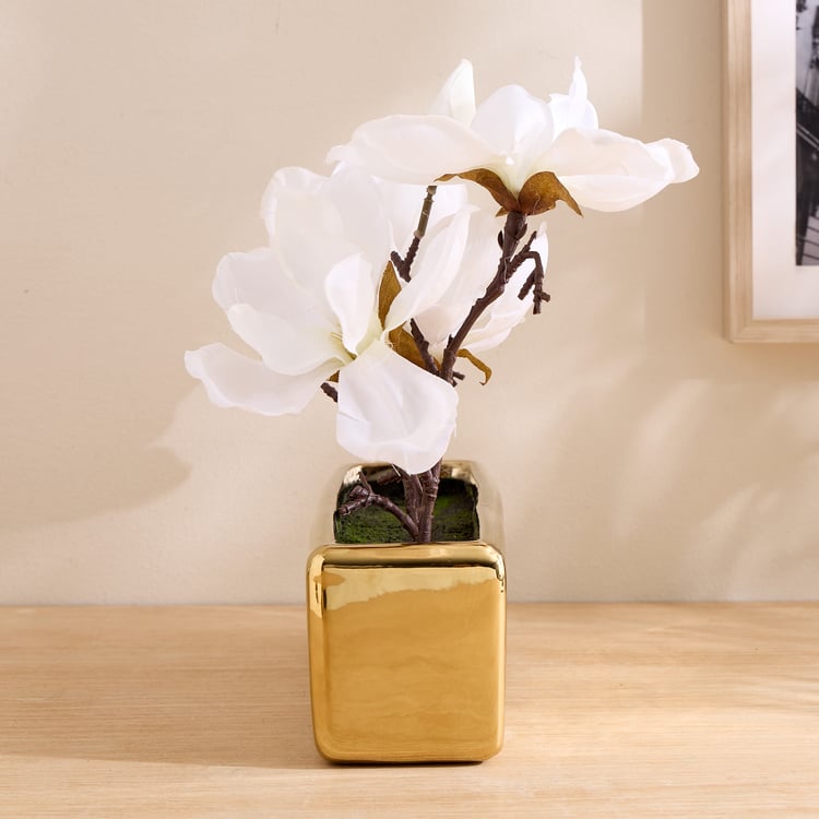 Gloria Elara Artificial Magnolias in Ceramic Pot