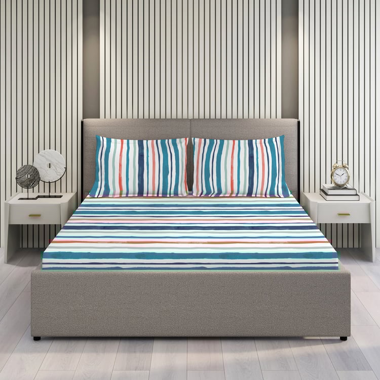 LAYERS Argos Cotton 225TC Striped 3Pcs Super King Bedsheet Set