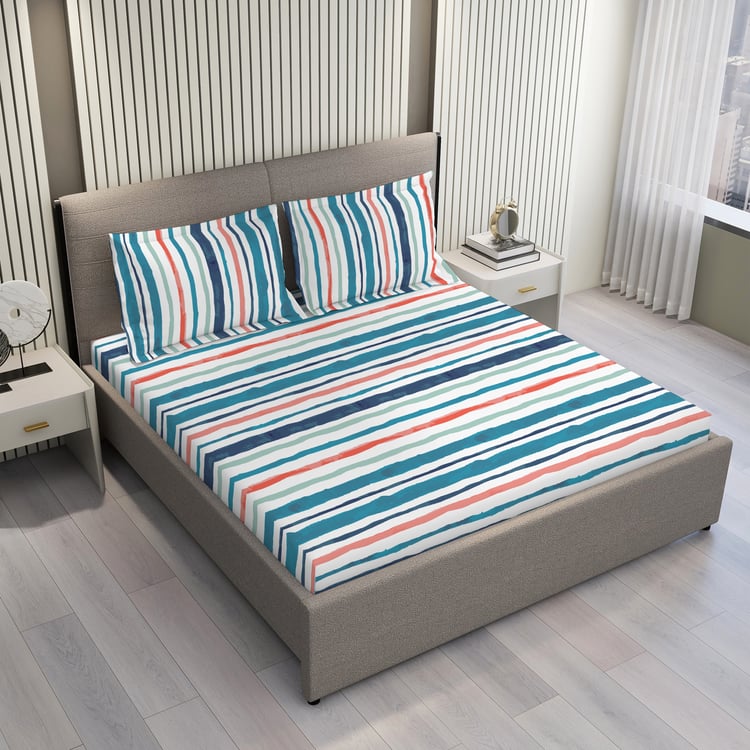 LAYERS Argos Cotton 225TC Striped 3Pcs Super King Bedsheet Set