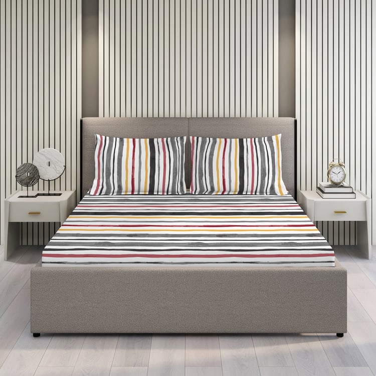 LAYERS Argos Cotton 225TC Striped 3Pcs Super King Bedsheet Set
