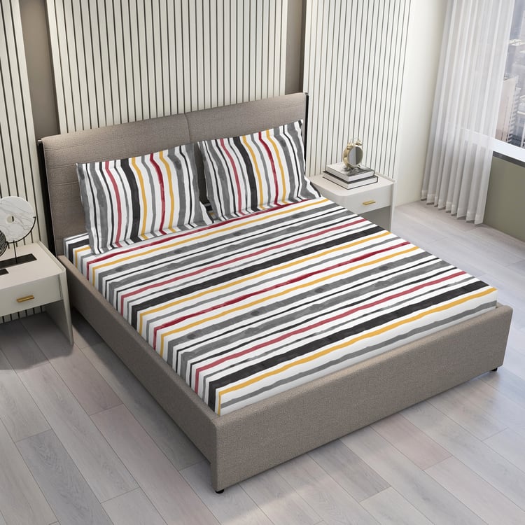 LAYERS Argos Cotton 225TC Striped 3Pcs Super King Bedsheet Set