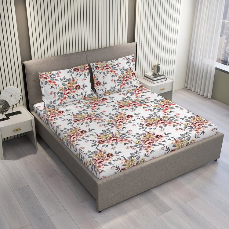 LAYERS Argos Cotton 225TC Floral King 3Pcs Super King Bedsheet Set