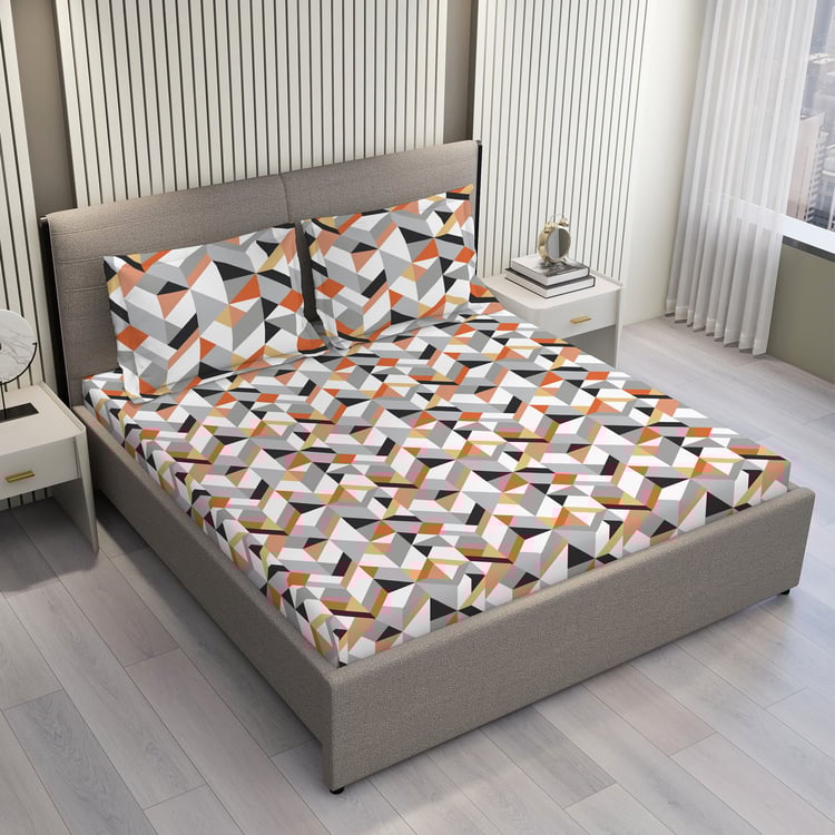 LAYERS Argos Cotton 225TC Geometric Print 3Pcs Super King Bedsheet Set