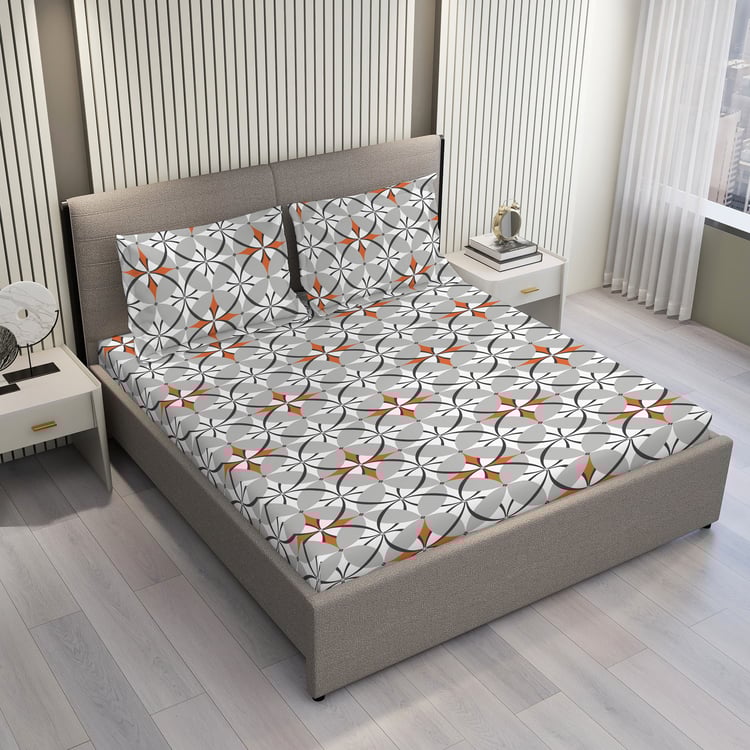 LAYERS Argos Cotton 225TC Geometric Print 3Pcs Super King Bedsheet Set