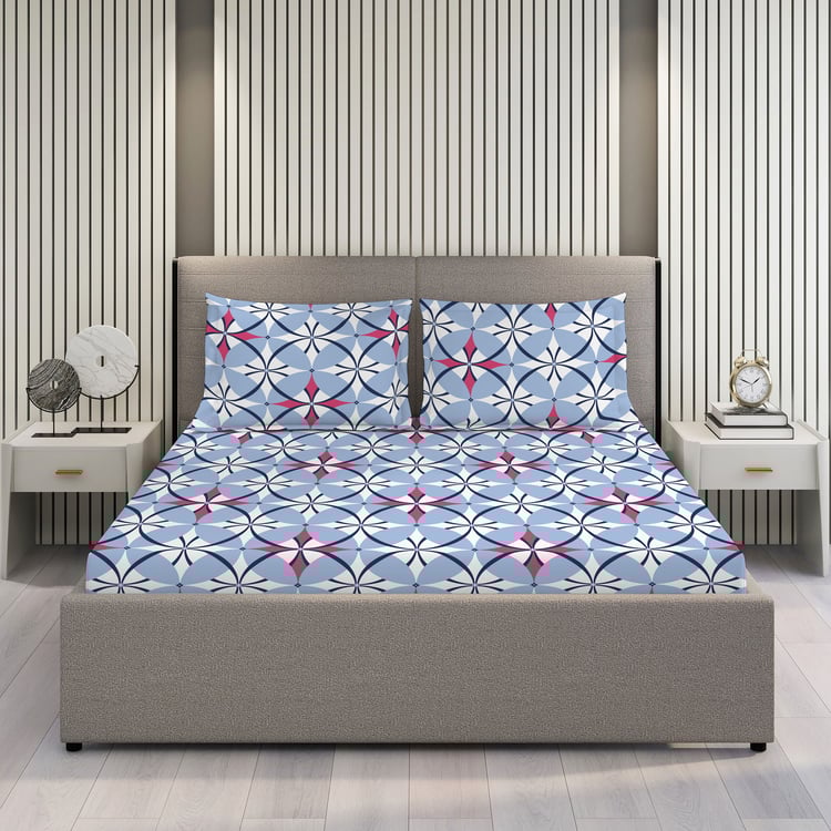 LAYERS Argos Cotton 225TC Geometric Print 3Pcs Super King Bedsheet Set