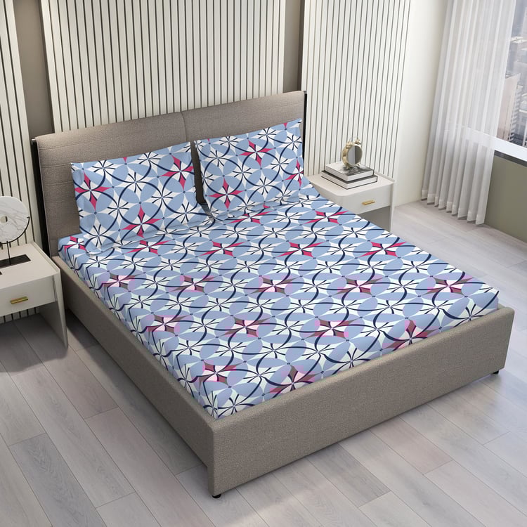 LAYERS Argos Cotton 225TC Geometric Print 3Pcs Super King Bedsheet Set