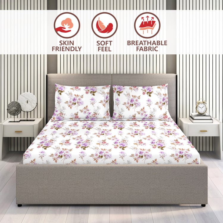 LAYERS Marigold Cotton 144TC Floral Print 3Pcs Super King Bedsheet Set